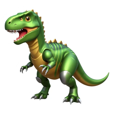 fierce rocket-propelled dinosaur, armored T-rex, rocket thrusters, intense eyes, dynamic action pose, 3D cartoon, mobile game icon style, clean background, no text, no watermark
 sticker