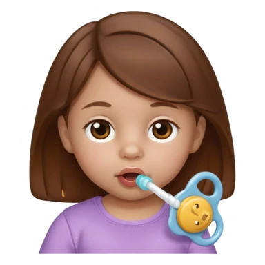 create a baby girl emoji from the 60. with brown hair and with pacifier sticker