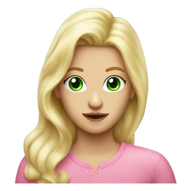Bubble gum blonde straight heir and green eyes winking  sticker
