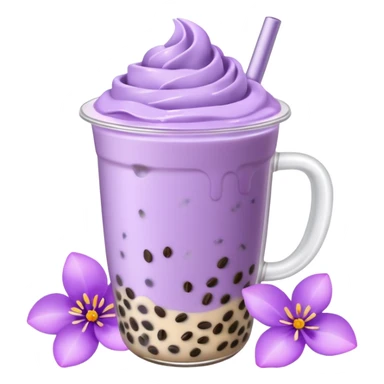 lavender milk tea boba with flower petals sprinkled on top  sticker