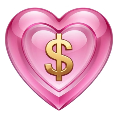 Pink heart shaped crystal with a $ carved in the center of the crystal.Pink heart shaped crystal with a $ carved in the center of the crystal. sticker