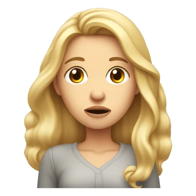 Woman with blond long hair, hand held up under her chin, rolling her eyes impatiently looking annoyed  sticker