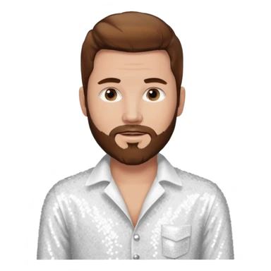 Justin Jeffre (b.1973) from 98 Degrees with brown hair and beard beard, white sequin outfit sticker