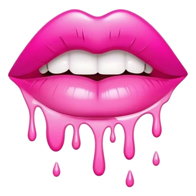 hot pink ombre glossy lips dripping white paint sticker