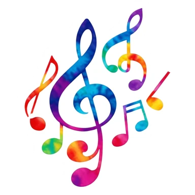 Tie-dye music notes and hearts sticker