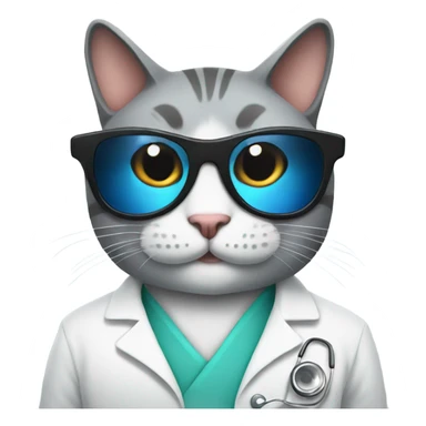 happy doctor cat wearing black sunglasses sticker
