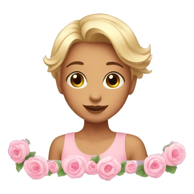 girl taking mirror selfie holding phone pink flowers short hair sticker