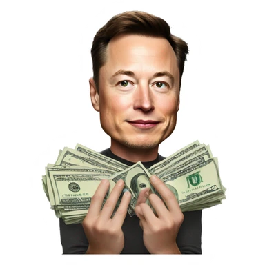 Money on Elon musk's hand sticker