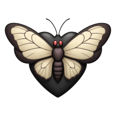 goth heart with a moth inside, dark and moody, apple emoji style sticker