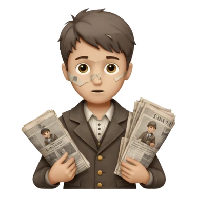Victorian era poor paper boy sticker