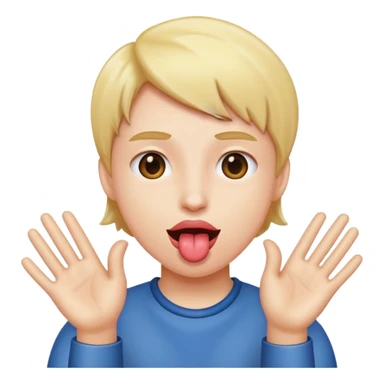 A tongue out and hands to the side sticker