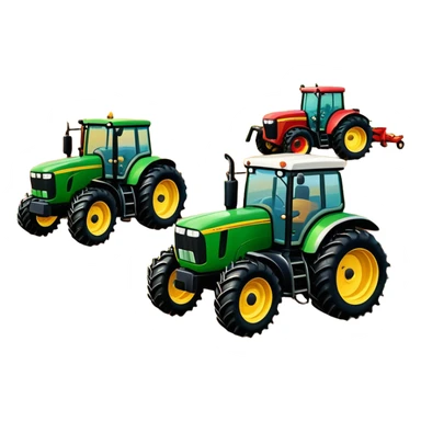 An icon showing tractors in a colorful rural landscape, inspired by Farming Simulator 22. The design features vibrant fields, barns, and crops under a bright sky, with tractors working the land. The peaceful and immersive farming environment is highlighted with a transparent background sticker
