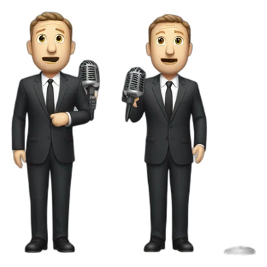 tim robinson in suit singing into microphone stand (full body, ios17, sad) sticker