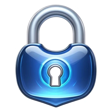 Holographic and glassmorphic dark blue lock sticker