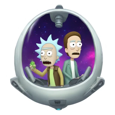 Rick and Morty in their space ship sticker