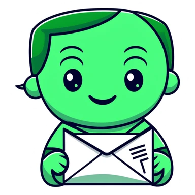 Maya hieroglyphic smile face - receiving a letter, perfect geometric lines, ONLY white and deep green colors, no other colors, flat design, clear messaging symbolism sticker