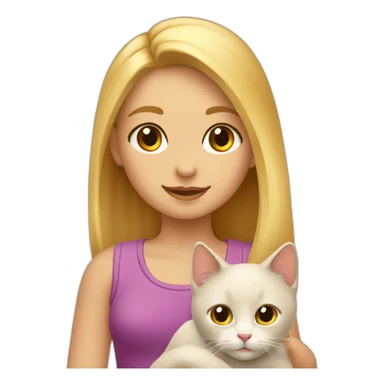 Gato con una niña rubia con una coleta sticker