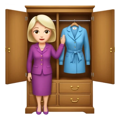 A character from the fairy tale Beauty and the Beast: the middle-aged lady (around 40 years old) who was turned into a wardrobe. She retains the wardrobe's original form, with an anthropomorphic face on the closed cabinet. sticker