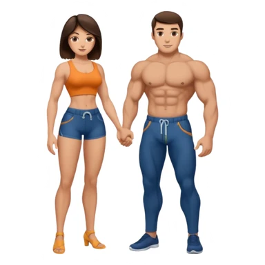topless big boobs brunette woman unzipping muscular man's pants sticker