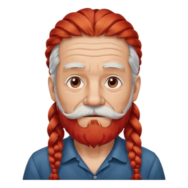 very old, white bearded and white mustached, red long haired, braided, earringed sticker
