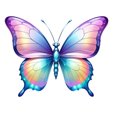 Transparent Shiny Glossy Pastel Gradient Hue Iridescent Crystal Butterfly sticker