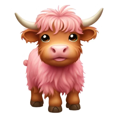 Cute pink baby highland cow sticker