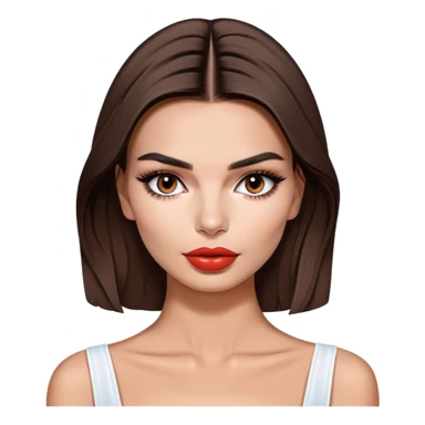 Emily Ratajkowski, beautiful fashion model with brunette hair, full lips, defined eyebrows sticker