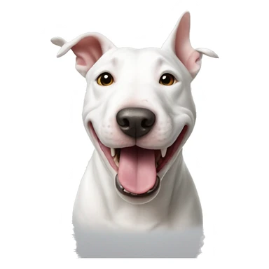 White Bull terrier with silly face sticker