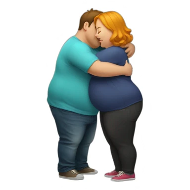 Fat girl hug slim boy sticker