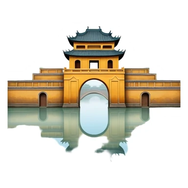 Cinematic Realistic Imperial City of Hue Landmark Emoji, capturing the ancient citadel’s weathered walls, intricate gates, and traditional Vietnamese architecture, surrounded by a misty, tranquil moat. sticker