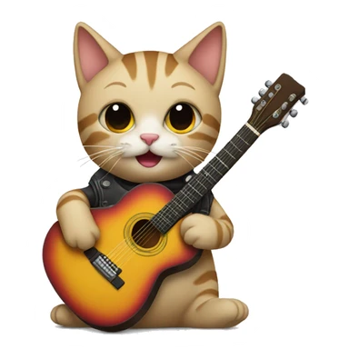 cat with a guitar sticker