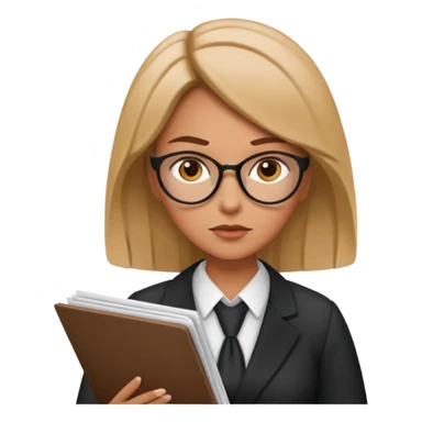female lawyer reading a document sticker