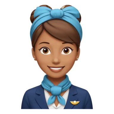  flight attendant, Light Brown skin, brown hair in a bun, neck scarf sticker