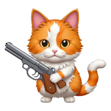 A cat with a gun sticker