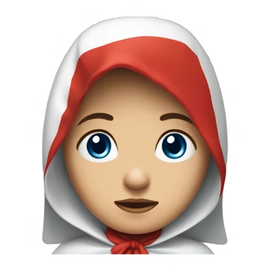 Sad woman with blue eyes wearing a red cape & a White bonnet with wings sticker