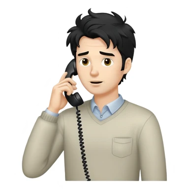a white man with black messy taking a call sticker