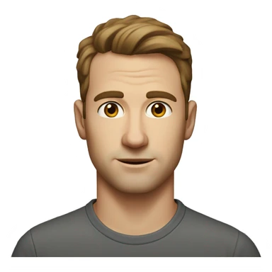 A head and shoulders shot of a 32 year old white man, with short brown hair,   with brown eyes wearing a t-shirt. sticker