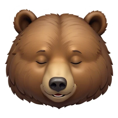 Meme-Worthy Cute Sleeping Grizzly Bear Portrait Emoji, Head resting peacefully with a contented smile, showcasing a massive, robust build and a luxuriously soft deep brown fur, eyes shut in a serene, restful nap, Simplified yet hilariously adorable features, highly detailed, glowing with a soft, drowsy light, high shine, relaxed and utterly lovable, stylized with an air of playful laziness, bright and heartwarming, soft glowing outline, capturing the essence of a comically sleepy grizzly, so meme-worthy it feels like it could instantly become the next viral sensation of adorable slumber! sticker