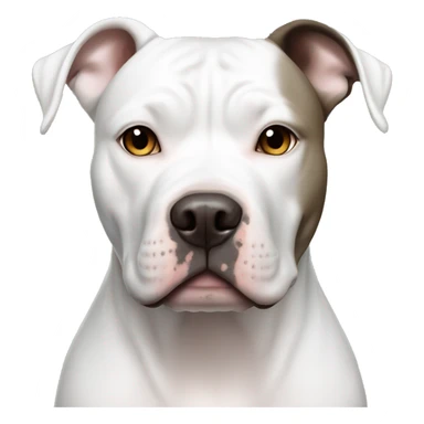 White American Staffordshire terrier with light gray/brown patches by only her left ear and blue eyes sticker