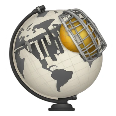 A microphone with the chord wrapped around the globe sticker