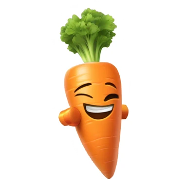 Generate an energetic carrot emoji wearing a sweatband, lifting tiny dumbbells, and looking motivated. sticker