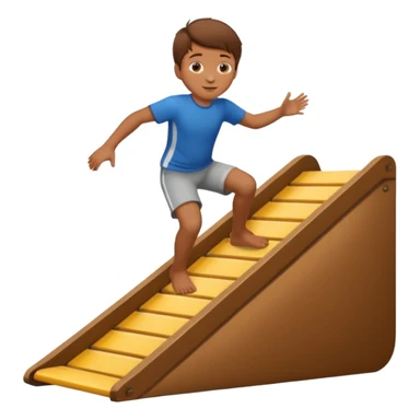 jongen die aan het buikglijden is met bruin haar van een schans sticker