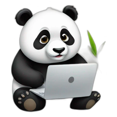 panda with laptop eating bamboo sticker