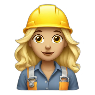 blonde girl dressed as a construction worker sticker