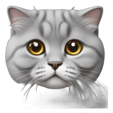 all grey Scottish Fold Cat broken ear long hair sticker