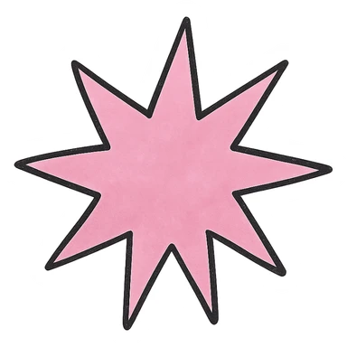 hand drawn outlined icon of a pink starburst, no fill, transparent background, thick lines sticker