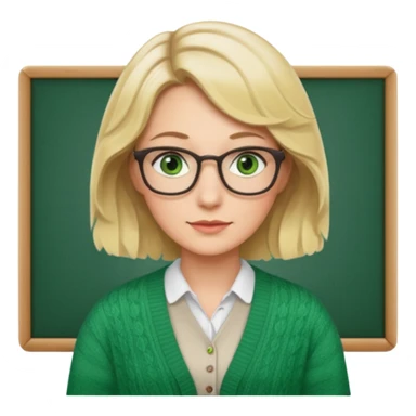 librarian teacher with short wavy blonde hair and green eyes NO GLASSES sticker