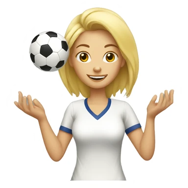 blond woman spinning a soccer ball on her hands sticker