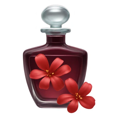 Dark red vintage French style perfume bottle with red jasmine sticker
