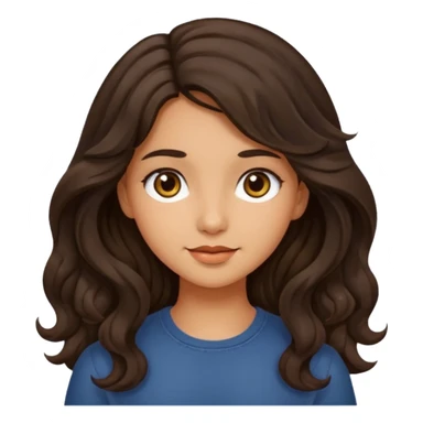 cute girl with long, wavy, dark brown hair, olive skin sticker